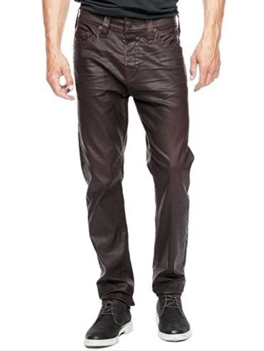 True Religion 28 Dean Tapered Brown Button Fly Coated Jeans